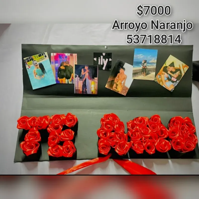 Caja de flores con letras