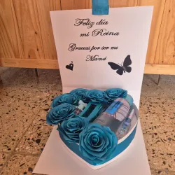 Caja fe corazon azul verde