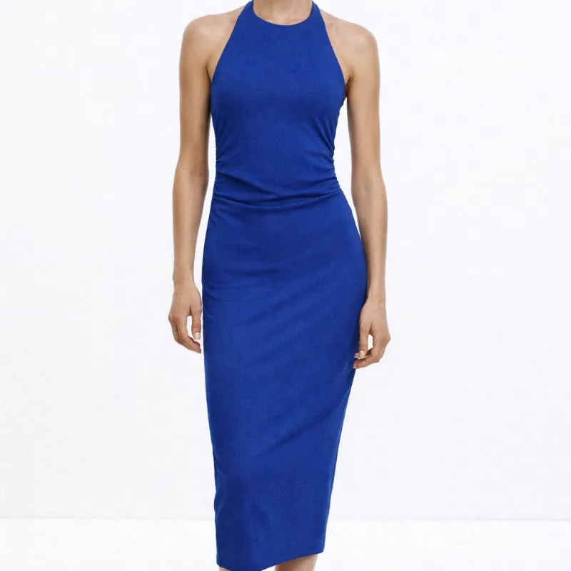 Vestido Halter Drapeado Zara