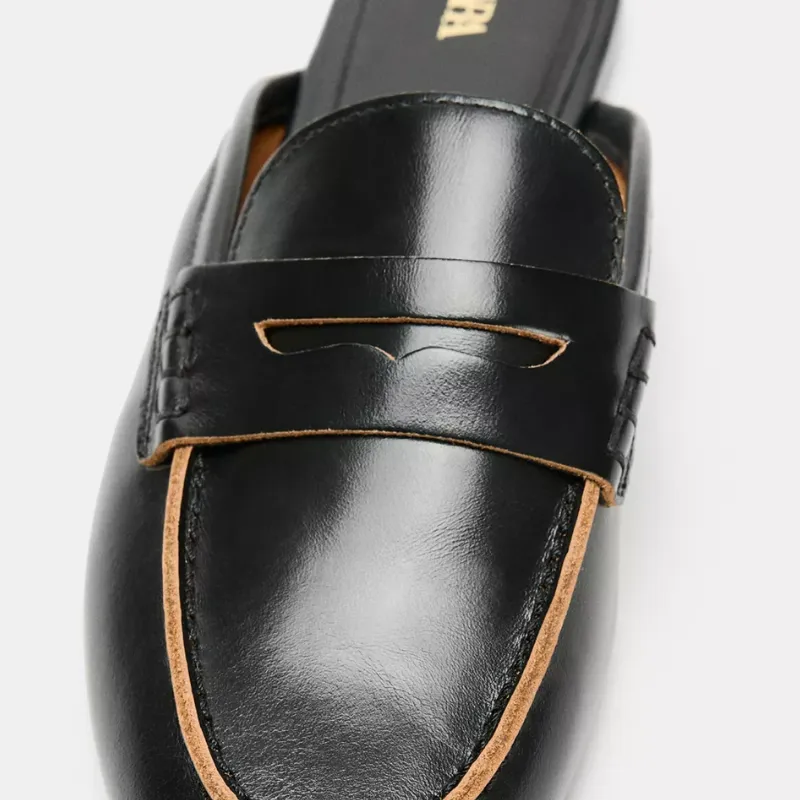 Mocasines piel descalzados Zara