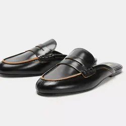 Mocasines piel descalzados Zara