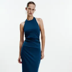 Vestido Halter Drapeado Zara