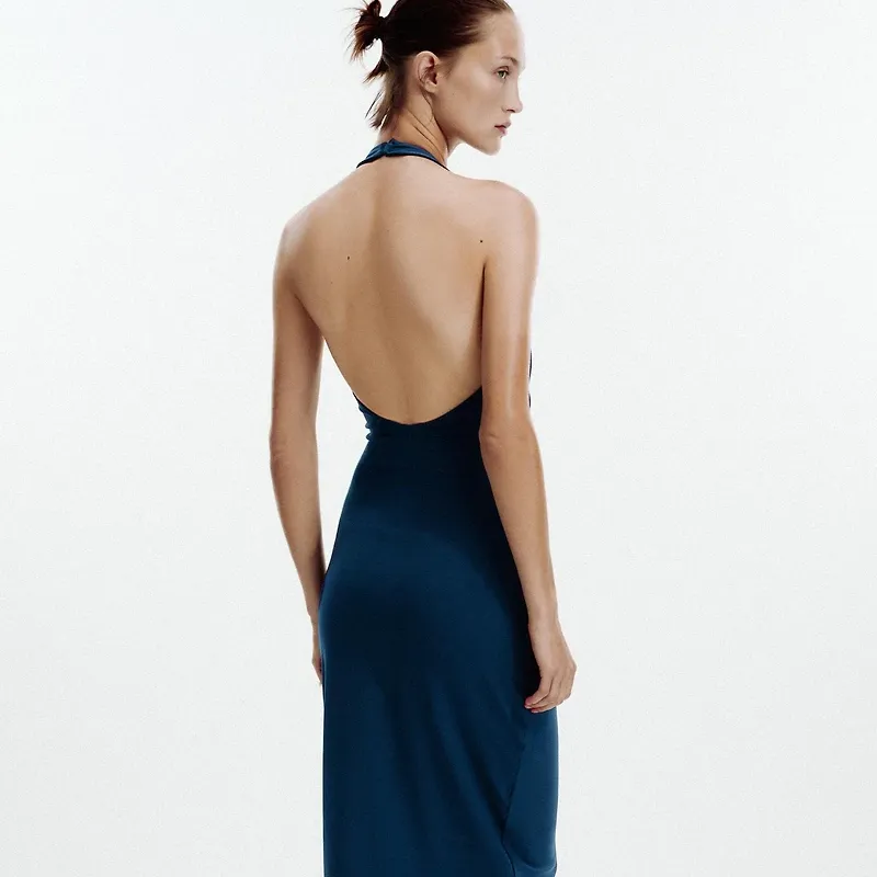 Vestido Halter Drapeado Zara
