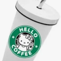 Vaso de acero cónico de 550ml blanco con pajilla