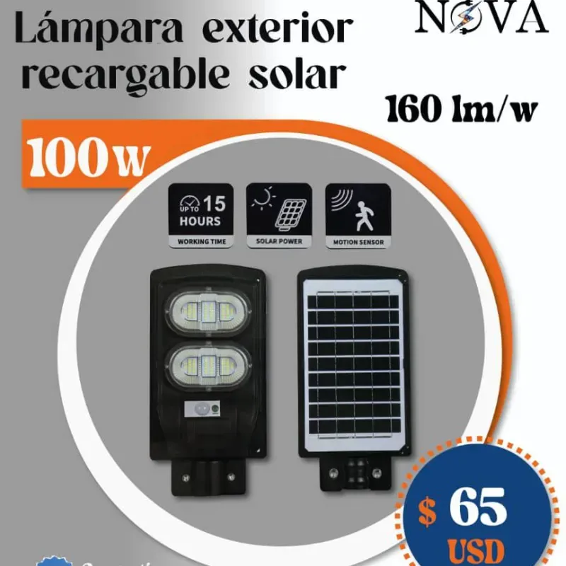 Lámpara Exterior Recargable Solar 100W