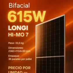 Panel Solar Bifacial LONGi 615W 