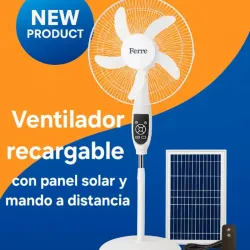 Ventilador Recargable de Pedestal con Panel Solar