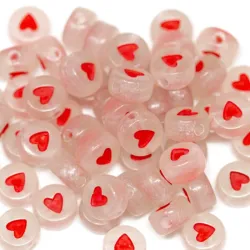 Cuentas acrílicas de corazón rojo