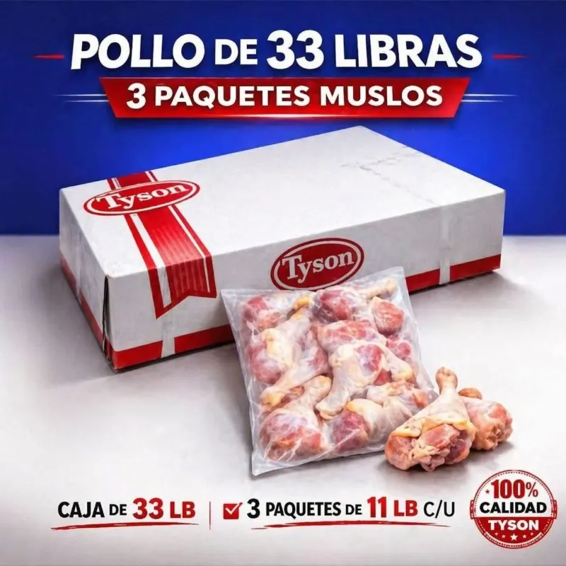 Cajas de Pollo de Muslo (3 paquetes de 11 libras) - Total 33 lb (aprox. 15 kg)