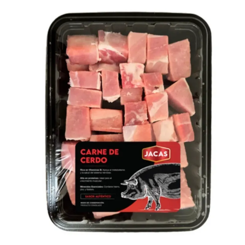 Carne de cerdo troseada en bandeja sellada al vacío importada 