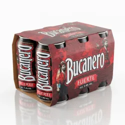Cerveza Fuerte Bucanero - Pack Cartón de 6 Latas de 355 ml (Six-Pack)