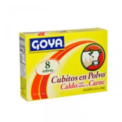 Cubitos en polvo. Caldo con sabor a carne