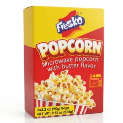 Palomitas de Maíz para Microondas Fresko Sabor Mantequilla (Microwave Popcorn with Butter Flavor) - Caja de 9.51 oz (270 g / 3 Bolsas)