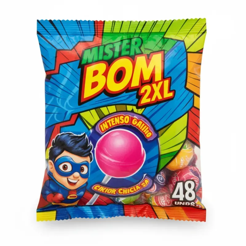 Paquete de Chupachupa Mister Bom 2XL relleno de chicle