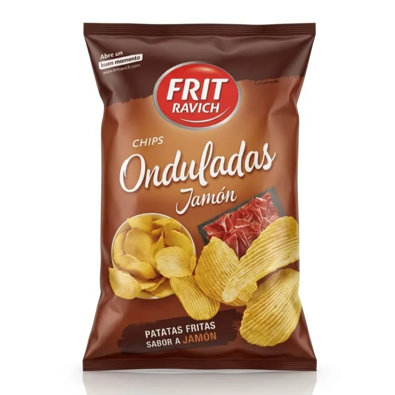 Patatas Fritas Onduladas Sabor a Jamón Frit Ravich - Bolsa Snack