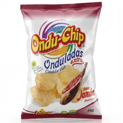 Patatas Fritas Onduladas Sabor Jamón Ondu-Chip (Onduladas Extra) - Bolsa de 45 g