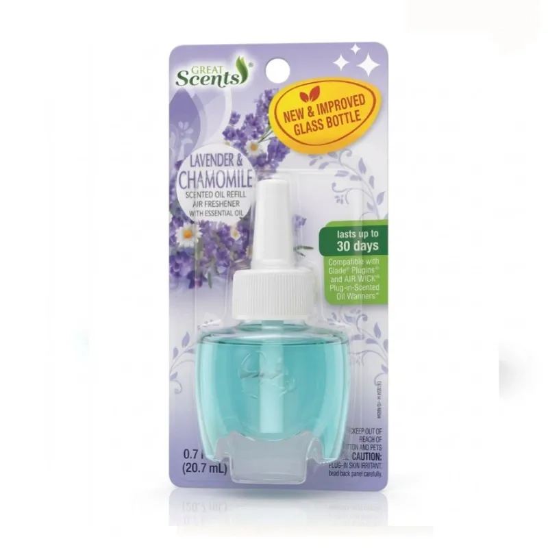 Repuesto de Aceite Aromatizante Líquido Great Scents Sabor Lavanda y Manzanilla (Lavender & Chamomile) - Envase de Vidrio de 0.7 fl oz (20.7 mL)