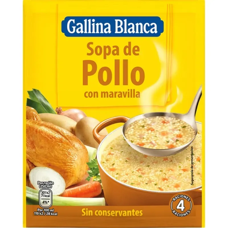 Sopa de pollo con fideos finos 