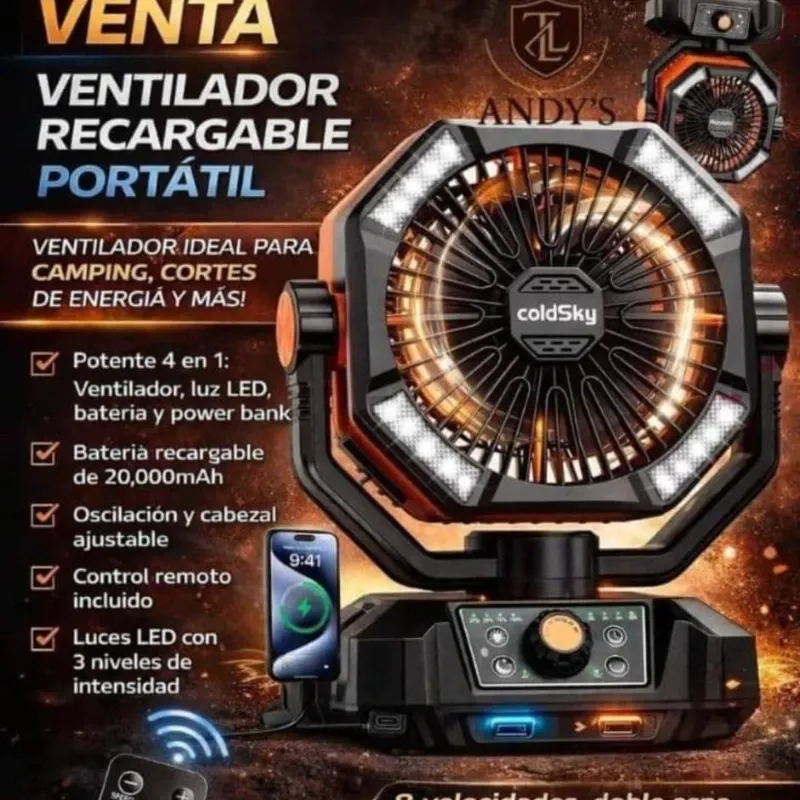 Ventilador Recargable Portátil ColdSky (20,000 mAh)