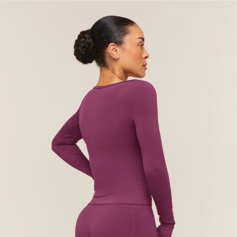 Everyday Seamless Wide Neck Long Sleeve Rosado Oscuro / M