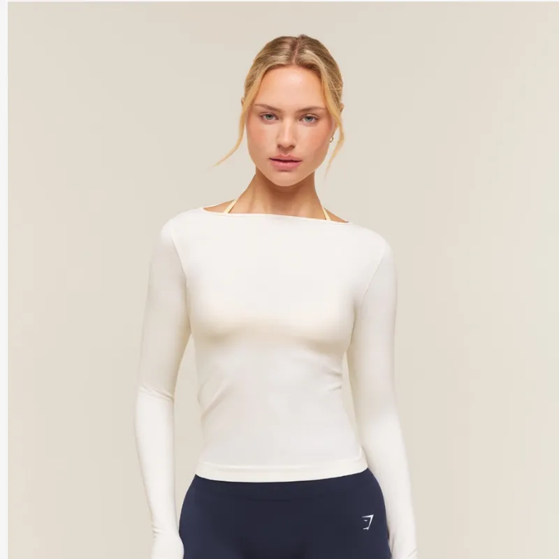 Everyday Seamless Wide Neck Long Sleeve Top
