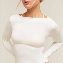 Everyday Seamless Wide Neck Long Sleeve Top