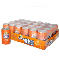 Caja de refresco gaseado de naranja Santa