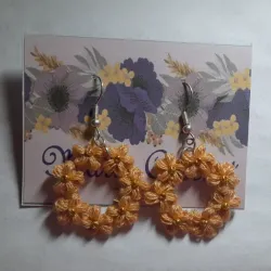 Aretes tejidos aro de flores colgante 