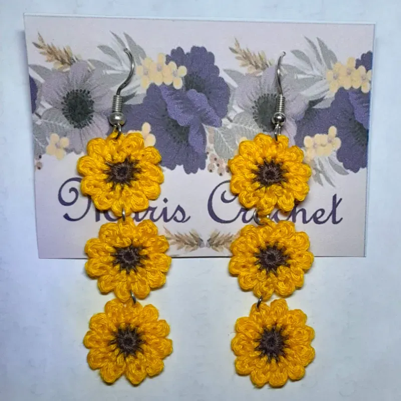 Aretes tejidos girasol 🌻 