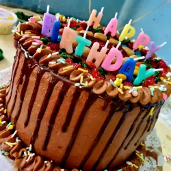 Cake de 20 cm. Relleno de crema musselina de chocolate