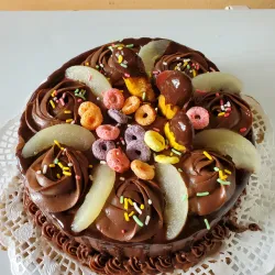 Cake de 26 cm. Relleno de crema musselina de chocolate
