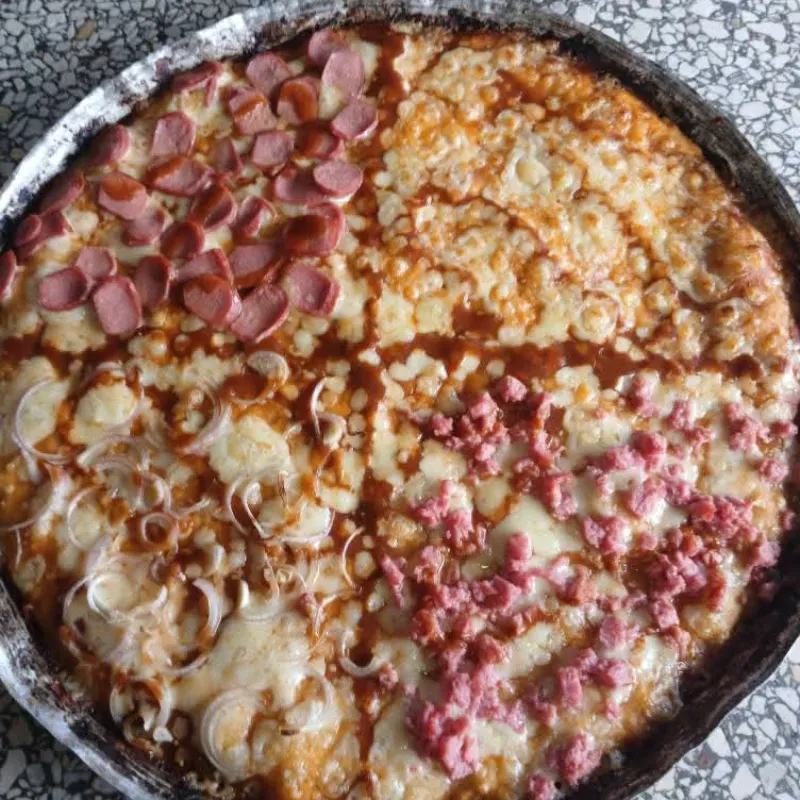 Pizza Familiar redonda 4 estacion