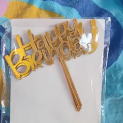 Topper happy birthday dorado