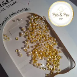 Decoración mixta perlas y doradas