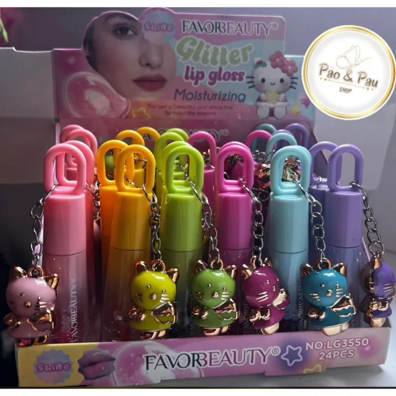 Gloss mágico con llavero de gatica