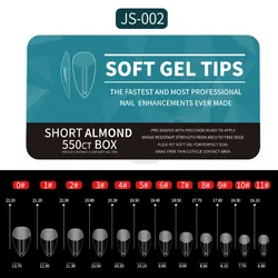 Soft gel tips short almond 550 pcs