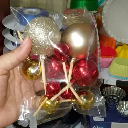 Esferas plásticas | rojo+champagne+oro