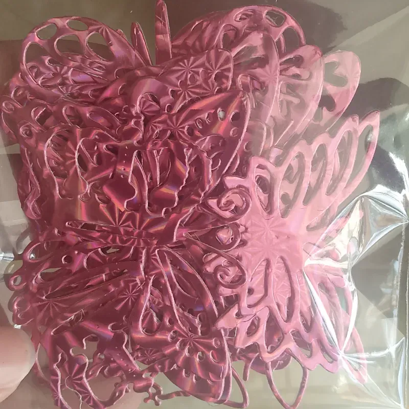 Estuche mariposa variada rosa holográfico 27x
