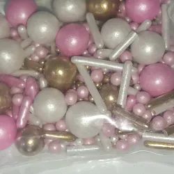 Perla rosa claro+dorado+blanco 50g