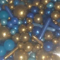 Perlas azul+dorada 50g