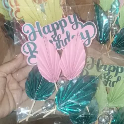 Set de abanicos, Topper y bolas || Azul y rosa