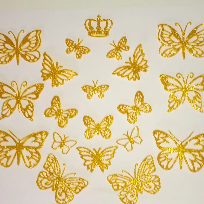 Set de mariposas dorado amarillo