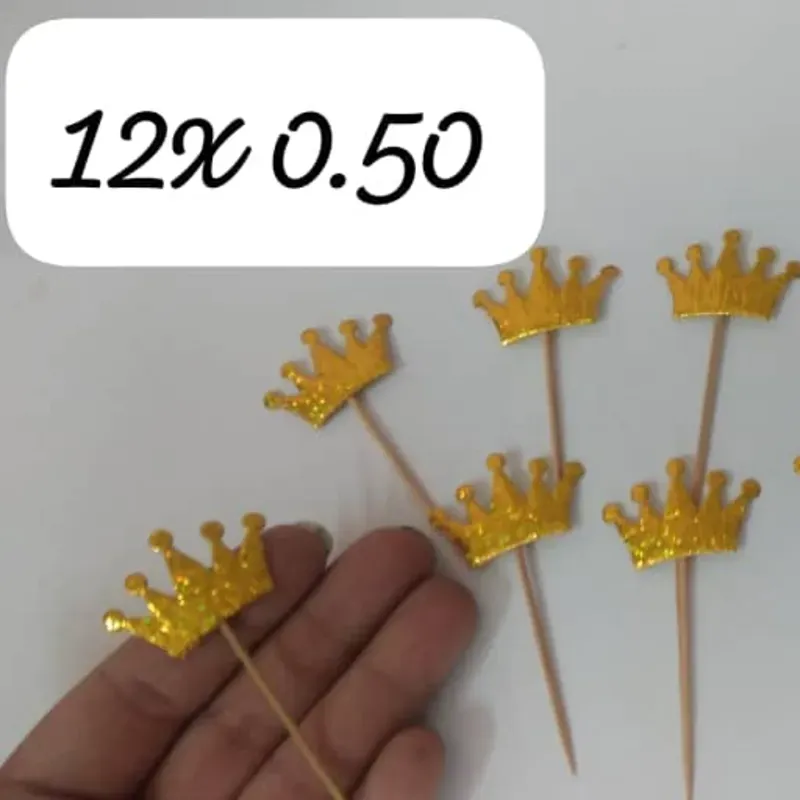 Topper corona para cupcakes, dorado 12x