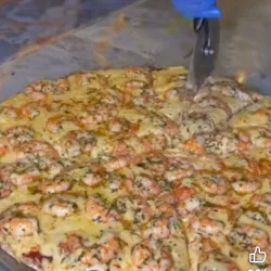 Pizza +Queso Gouda +Camarónes