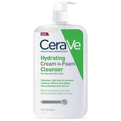  CeraVe® DEVELOPED WITH DERMATOLOGISTS Hydrating Cream-to-Foam Cleanser For Normal to Dry Skin