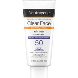 Neutrogena® DERMATOLOGIST RECOMMENDED BRANO Clear Face BREAKOUT FREE oil-free sunscreen BROAD SPECTRUM SPF 50