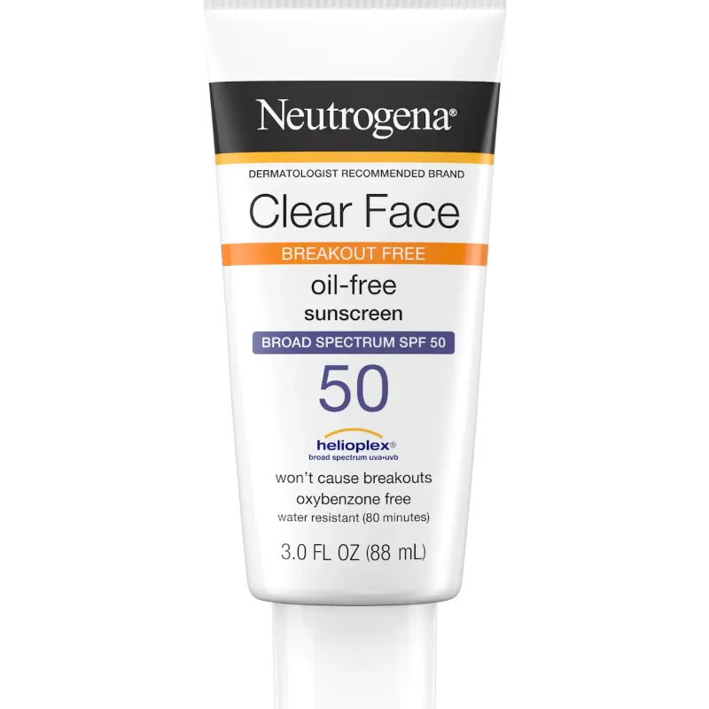 Neutrogena® DERMATOLOGIST RECOMMENDED BRANO Clear Face BREAKOUT FREE oil-free sunscreen BROAD SPECTRUM SPF 50