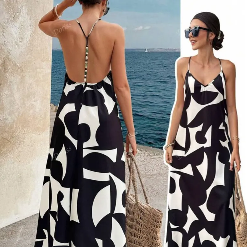 Vestido estampado en blanco y negro 