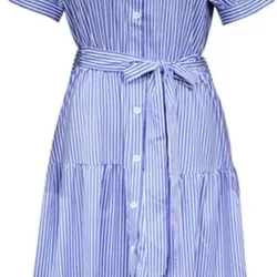 Vestido largo a rayas azules 