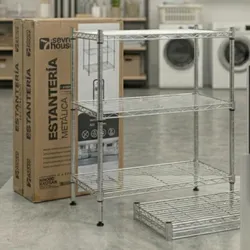 80408 - Estantería Metálica con 3 Baldas Ajustables 76.2x58.9x34cm 240Kg 7house